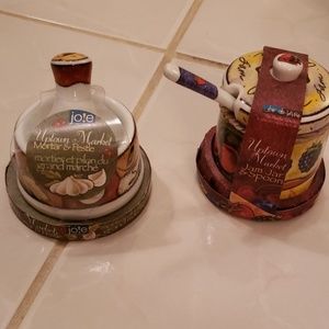 A set jam jar and mortar & pestle